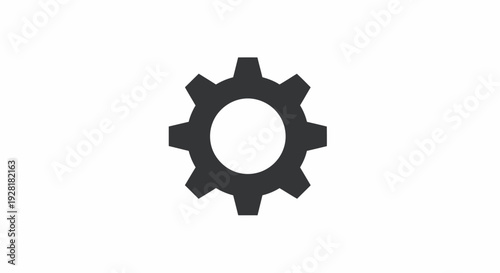 Black Cogwheel Icon on White Background.