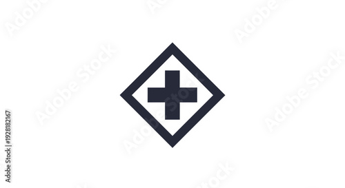 Black cross symbol on white background.