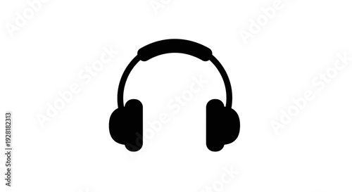 Black Headphones Simple Design Studio Headset.