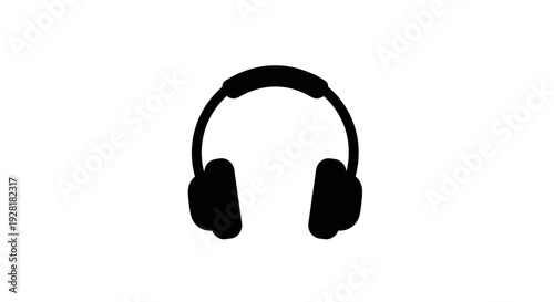 Black headphones on white background.