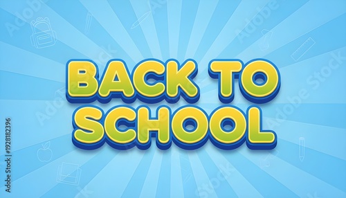 Back to School Promotion Design with Playful Typography and Bright Background Rays