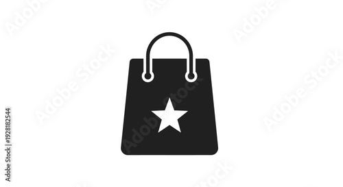 Black Shopping Bag with White Star Logo.
