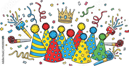 Colorful People Celebrating Birthday Party