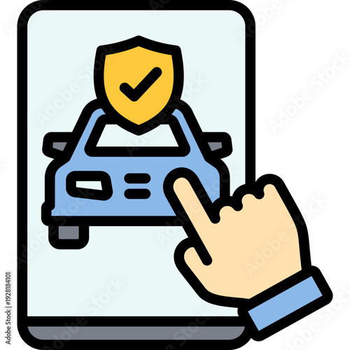 smartphone auto insurance claim icon in filled line style