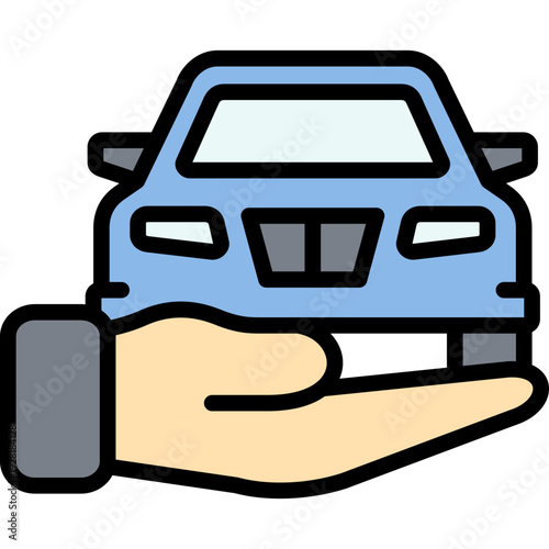 auto care icon in filled line style