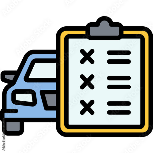 not approved car inspection icon in filled line style