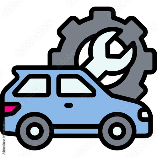 car service maintenance icon in filled line style