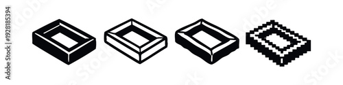 Isometric 3D Cuboid Container Icons Set in Multiple Styles
