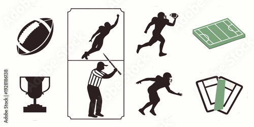 A diverse collection of sports and activities featuring equipment and athletes Vector