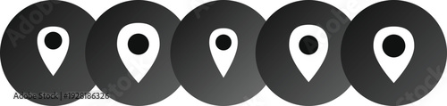 Gradient location pin badge icon set, map marker symbols with circular background in modern vector style