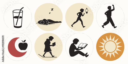 A collection of diverse icons representing various activities and symbols Vector