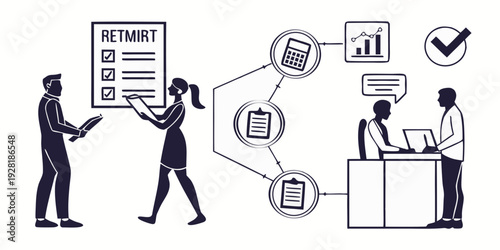 Business professionals collaborating on a project with data analysis and presentation Vector