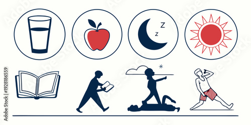 Symbols representing various aspects of life and activities Vector
