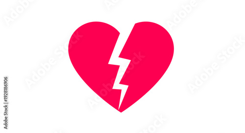 Broken Heart Symbol with Cracked Shape.