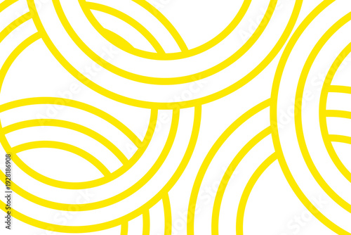 Doodle banner with yellow ramen pattern on white background. Wave abstract pattern. Pasta background, spaghetti abstract geometric pattern.