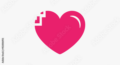 Broken Pink Heart Icon Illustration Design.