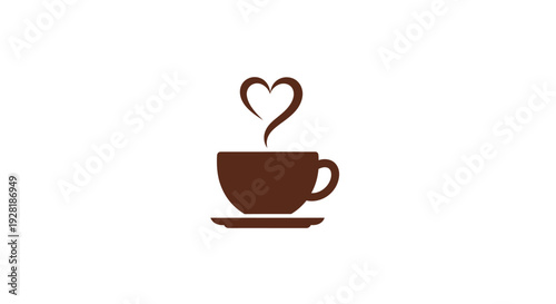 Brown Coffee Cup with Heart Shape Steam.