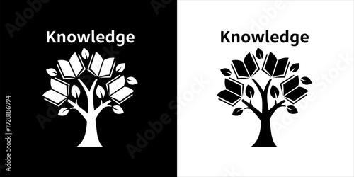 Tree of Knowledge icon representing growth and learning with open books