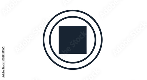 Black Square Inside Double Circle Logo.