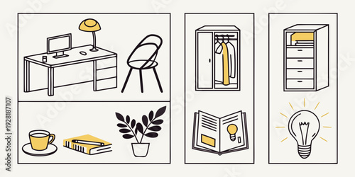 A cozy living room with a dining area, bedroom, and modern amenities Vector