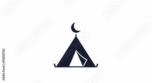 Black tent with crescent moon symbol.