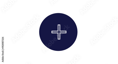 Blue Circle with White Plus Symbol.