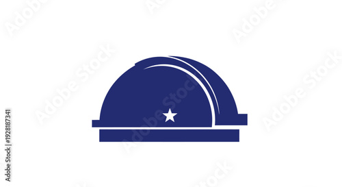 Blue Cloche Serving Dish with Star Emblem.