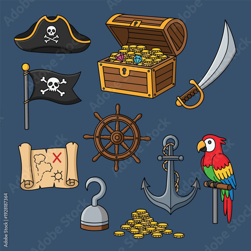 Pirate Treasure Symbols and Accessories Collection.
