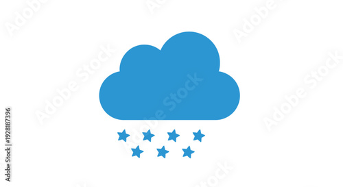Blue Cloud with Snowflakes Falling Down.