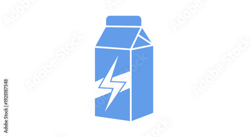 Blue Milk Carton with Lightning Bolt Icon.