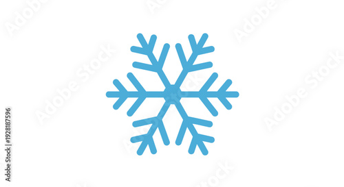 Blue Snowflake Icon on White Background.