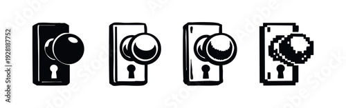 Variety of Door Knob and Keyhole Icons in Vector Format