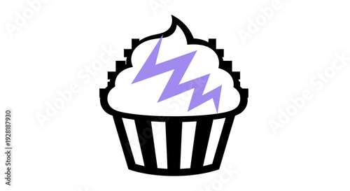 Cupcake with Lightning Bolt Illustration.