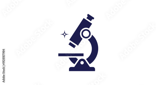 Dark blue microscope laboratory equipment icon.