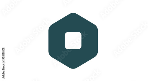Dark Teal Hexagon Shape with Square Hole.