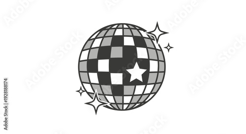 Disco Ball with Sparkles and Stars.