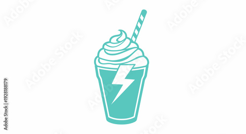 Electric Milkshake Illustration with Lightning Bolt.