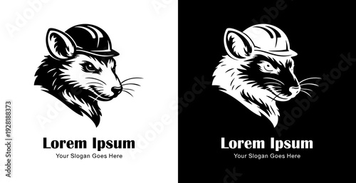 Logo design in the shape of a mouse head wearing a project helmet