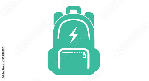 Green Backpack with Lightning Bolt Emblem.