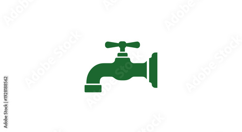 Green Faucet Icon Plumbing Fixture.