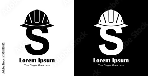 S letter logo design combined with project helmet