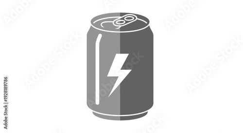 Grey soda can with lightning logo.
