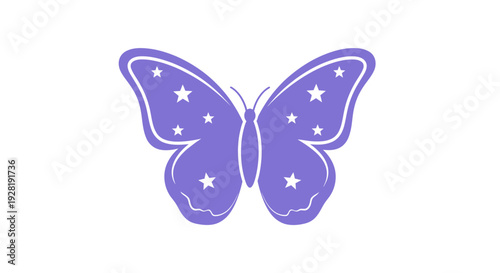 Purple Butterfly with White Stars Illustration.