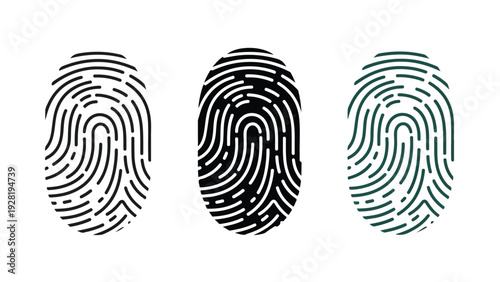 fingerprint security icons flat design vector illustration - Flat Design Icon. line icon set - Icon vector - Blue icon vector. Clipart. Icon collection - Line and glyph solid icon and logo template