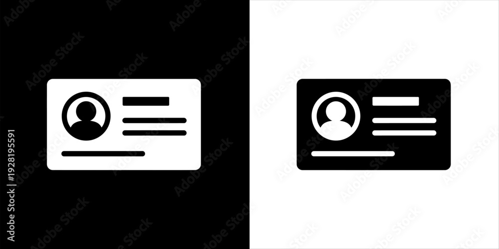 Φωτογραφία ID card icon set with black and white identity identification