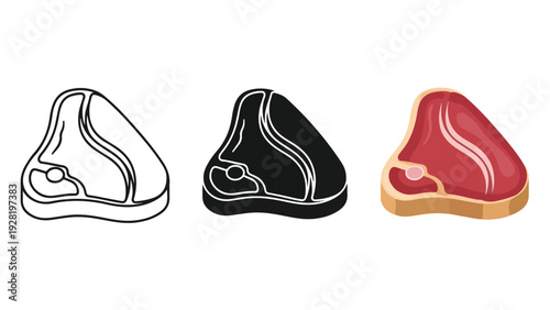 Steak meat cuts vector illustration flat design - Flat Design Icon. line icon set - Icon vector - Blue icon vector. Clipart. Icon collection - Line and glyph solid icon and logo template