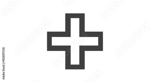 Black Medical Plus Cross Symbol Sign.