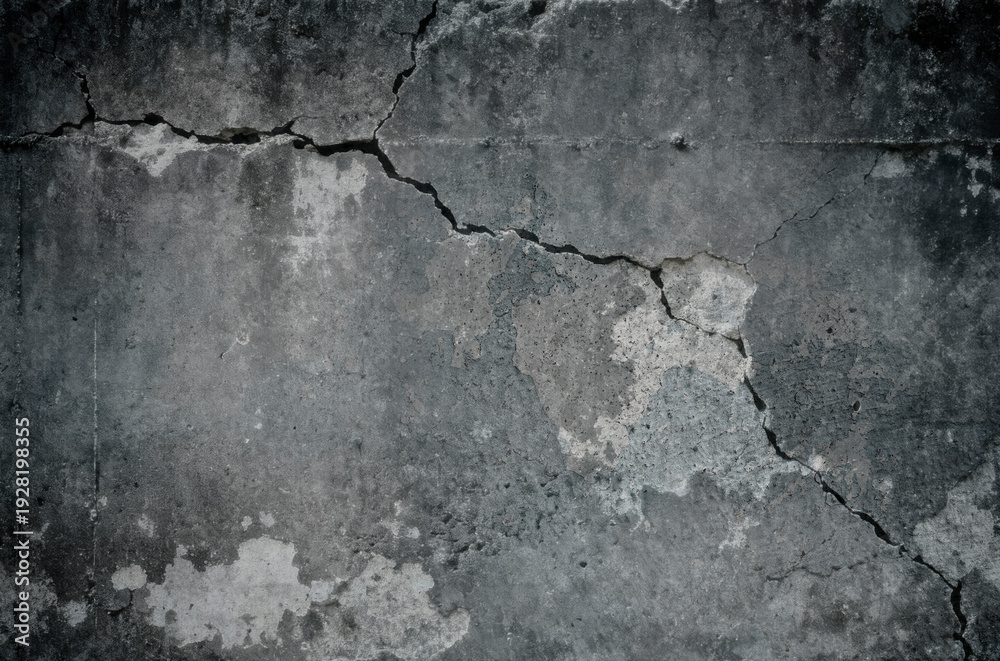 Obraz premium Dark cracked grunge old concrete wall texture.