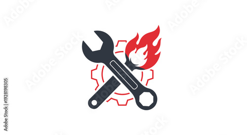 Wrench Tool Repair Service Logo Design.