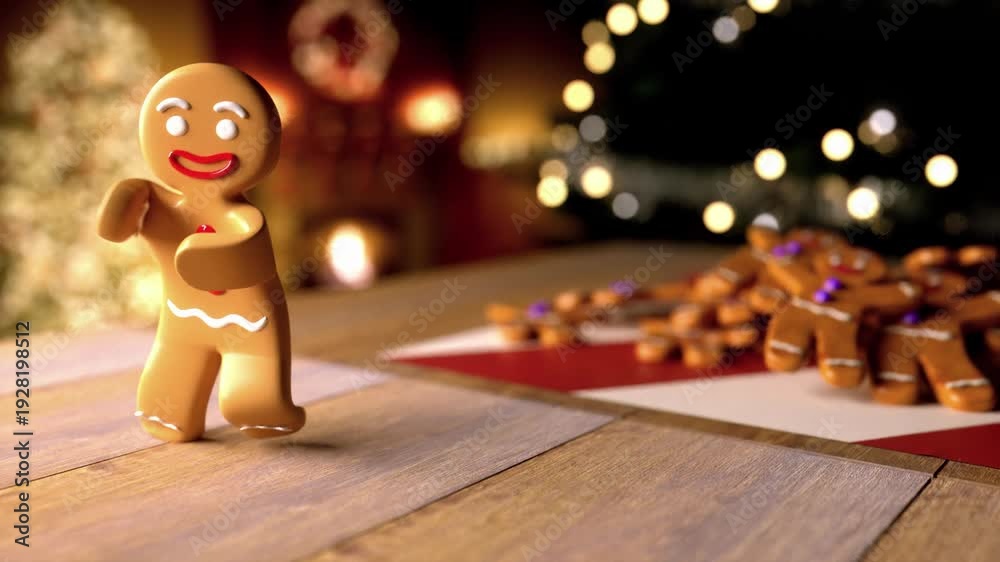 3D cartoon animation of dancing gingerbread men baking in the oven ...